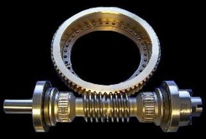 2 demie-vis et roue d'accouplement sans fin pour le pilotage d'axe en rotation comme un plateau diviseur